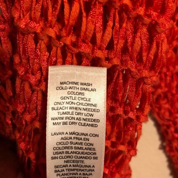 Chico’s orange ribbon yarn sweater sz large - Picture 9 of 10